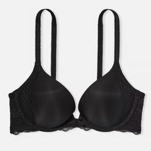 NWOT Victoria's Secret Dream Angels Push Up Black Lace Bow Bra